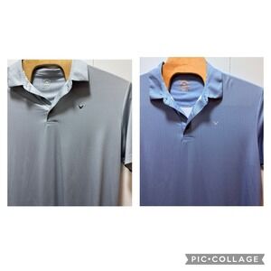 Lot Of‎ 2 Callaway Opti Dri Men's Polo Shirt Size XL Gingham Check Blue And Gray